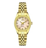 CHENXI Gouden Luxe Horloge voor Dames - Waterdicht Stras Horloge Roestvrij Stalen Armband Roze