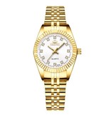 CHENXI Gouden Luxe Horloge voor Dames - Waterdicht Stras Horloge Roestvrij Stalen Armband Goud