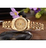 CHENXI Gold Luxury Watch For Women - Waterproof Rhinestone Watch Stainless Steel Bracelet White