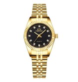 CHENXI Gouden Luxe Horloge voor Dames - Waterdicht Stras Horloge Roestvrij Stalen Armband Groen
