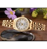 CHENXI Gouden Luxe Horloge voor Dames - Waterdicht Stras Horloge Roestvrij Stalen Armband Zwart
