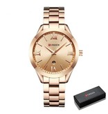 Curren Gold Luxury Watch for Women - Stainless Steel Bracelet 3 ATM Quartz Wristwatch Blue