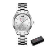 Curren Montre de Luxe en Or pour Femme - Bracelet en Acier Inoxydable 3 ATM Montre-Bracelet à Quartz Bleu