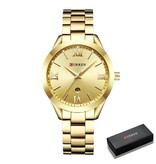 Curren Reloj de Lujo Dorado para Mujer - Brazalete de Acero Inoxidable 3 ATM Reloj de Cuarzo Oro Rosa Blanco