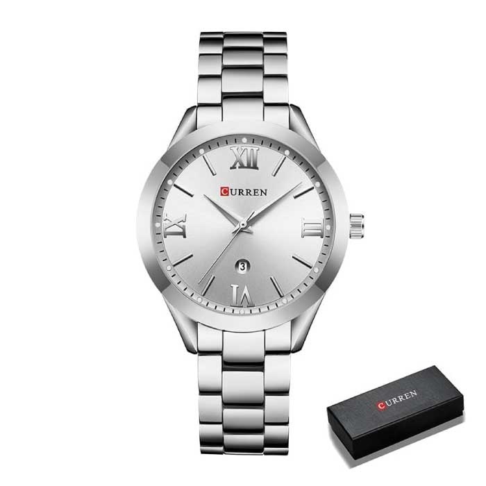 Reloj De Pulsera Para Mujer Oro Lujo De Cristal Plata Acero Inoxidable  Plateado