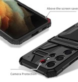 Lunivop Samsung Galaxy S21 - Estuche con ranura para tarjeta Armor con función atril - Estuche tipo billetera Negro