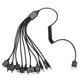 JINHF 10 in 1 Multifunktionales USB Kabel - Ladegerät Ladekabel Datenadapter Universal Schwarz