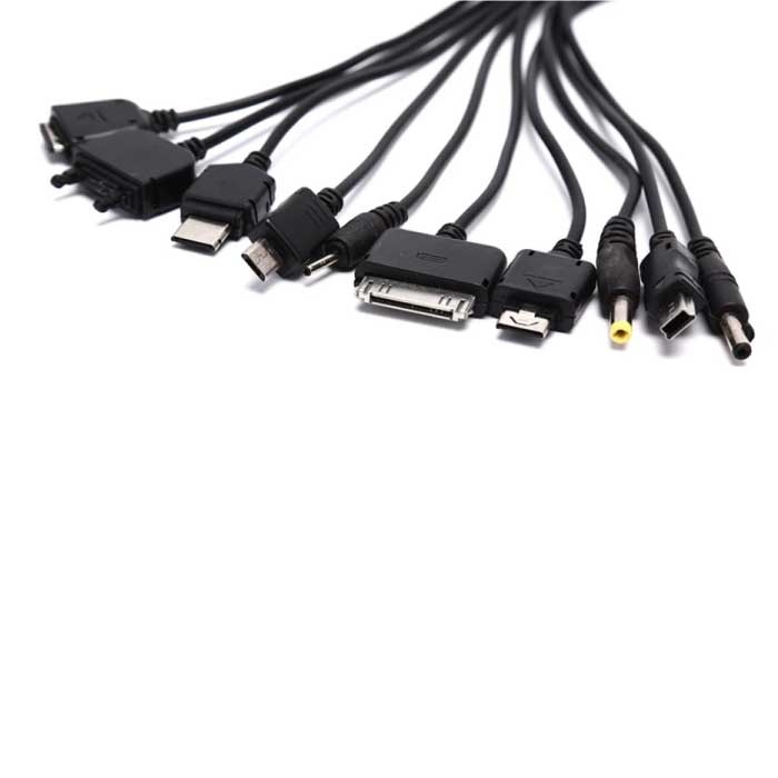 JINHF 10 in 1 Multifunctionele USB Kabel - Oplader Oplaadkabel Data Adapter Universeel Zwart