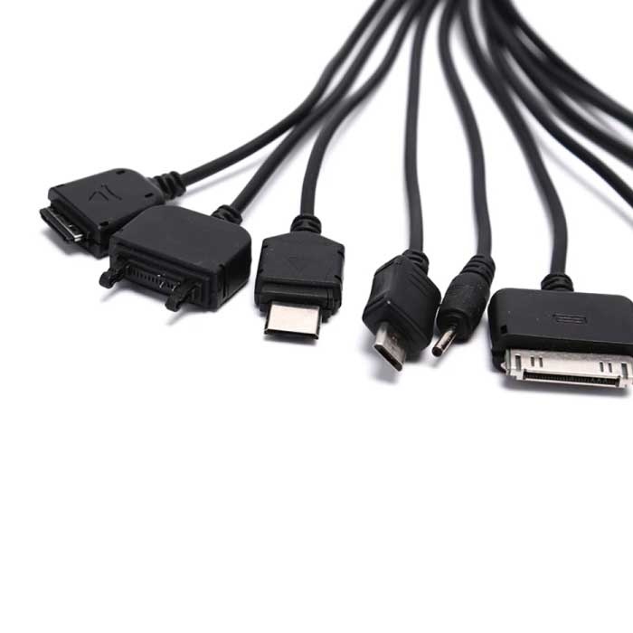 JINHF 10 in 1 Multifunctionele USB Kabel - Oplader Oplaadkabel Data Adapter Universeel Zwart