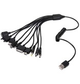 JINHF 10 in 1 Multifunktionales USB Kabel - Ladegerät Ladekabel Datenadapter Universal Schwarz