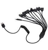 JINHF 10 in 1 Multifunktionales USB Kabel - Ladegerät Ladekabel Datenadapter Universal Schwarz