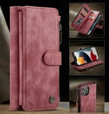 Stuff Certified® iPhone 13 Pro Leder Flip Case Wallet - Wallet Cover Case Case Rot