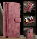 Stuff Certified® Skórzany portfel z klapką iPhone 13 - pokrowiec na portfel Case czerwony