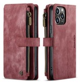 Stuff Certified® Etui à rabat en cuir pour iPhone 12 - Etui portefeuille Coque Rouge