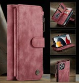 Stuff Certified® Etui à rabat en cuir pour iPhone 12 - Etui portefeuille Coque Rouge