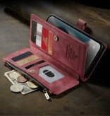Stuff Certified® Custodia a portafoglio in pelle per iPhone 12 Pro - Custodia a portafoglio con custodia rossa