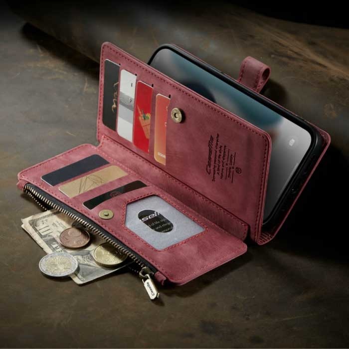 Stuff Certified® Funda de cuero con tapa para iPhone XR - Funda tipo billetera Cas Case Red