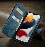 Stuff Certified® Custodia a portafoglio in pelle per iPhone SE (2020) - Custodia a portafoglio con custodia blu