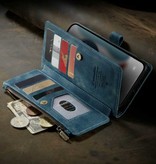 Stuff Certified® Portafoglio con custodia a portafoglio in pelle mini per iPhone 13 - Custodia a portafoglio con custodia blu