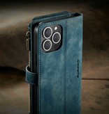 Stuff Certified® iPhone 13 Pro Leder Flip Case Wallet - Wallet Cover Case Blau