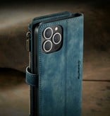 Stuff Certified® Portafoglio con custodia a portafoglio in pelle per iPhone 13 - Custodia a portafoglio con custodia blu