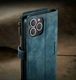 Stuff Certified® Etui à rabat en cuir pour iPhone 12 - Etui portefeuille Coque Bleu