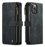 Stuff Certified® iPhone 7 Leather Flip Case Wallet - Wallet Cover Cas Case Black