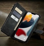 Stuff Certified® Custodia a portafoglio in pelle per iPhone 6S Plus - Custodia a portafoglio con custodia nera