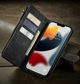Stuff Certified® Portafoglio con custodia a portafoglio in pelle per iPhone XS - Custodia a portafoglio con custodia nera