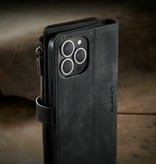 Stuff Certified® iPhone 12 Leather Flip Case Wallet - Wallet Cover Cas Case Black