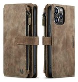 Stuff Certified® iPhone SE (2020) Skórzane etui z klapką Wallet - pokrowiec na portfel Cas Case brązowy