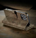 Stuff Certified® Portafoglio con custodia a portafoglio in pelle mini per iPhone 13 - Custodia a portafoglio con custodia marrone