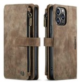 Stuff Certified® iPhone 13 Pro Max Leather Flip Case Wallet - Wallet Cover Cas Case Brown