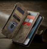 Stuff Certified® Portafoglio con custodia a portafoglio in pelle per iPhone 11 - Custodia a portafoglio con custodia marrone