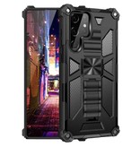 LUCKBY Samsung Galaxy S10 - Armor Hoesje met Kickstand en Magneet - Shockproof Cover Case Bescherming Zwart