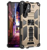 LUCKBY Samsung Galaxy S10e - Coque Armor avec Béquille et Aimant - Coque Antichoc Protection Or