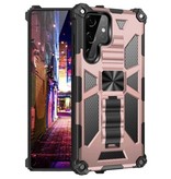 LUCKBY Samsung Galaxy S10 - Coque Armor avec Béquille et Aimant - Coque de Protection Antichoc Rose