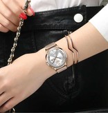 Lige Ultra-cienki luksusowy zegarek dla kobiet - kalendarz Wodoodporny zegarek kwarcowy ze stali nierdzewnej Czarny niebieski