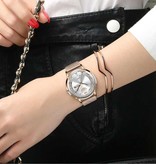 Lige Ultra-thin Luxury Watch for Women - Calendar Quartz Stainless Steel Waterproof Watch Black