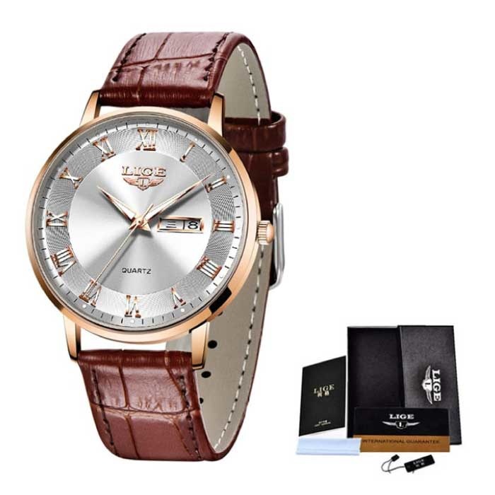 Ultra-cienki luksusowy zegarek dla kobiet - kalendarz Wodoodporny zegarek kwarcowy ze stali nierdzewnej Złoty biały