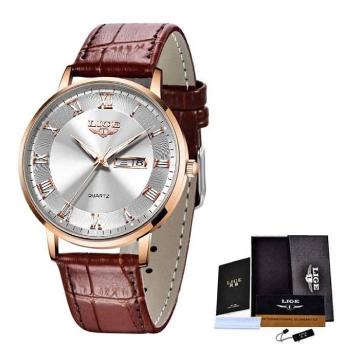 Ultra-thin Luxury Watch for Women - Calendar Quartz Stainless Steel Waterproof Watch Gold White