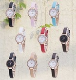 Huans Vintage Horloge met Kleine Wijzerplaat voor Dames - Leren Band Kwarts Polshorloge Wit