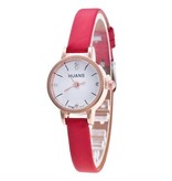 Huans Vintage Small Dial Watch For Women - Leather Strap Quartz Wristwatch White