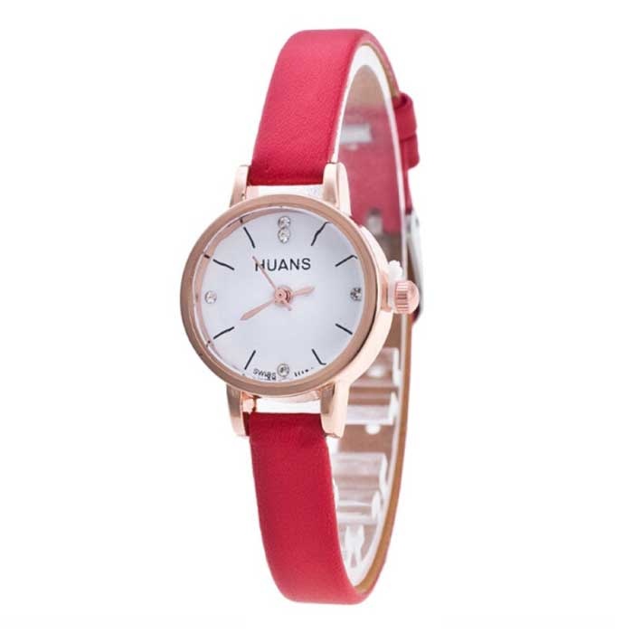 Huans Vintage Horloge met Kleine Wijzerplaat voor Dames - Leren Band Kwarts Polshorloge Bruin