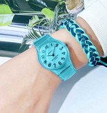 Stuff Certified® Transparent Candy Jelly Watch Femme - Montre Bracelet Quartz Etanche Silicone Rose Foncé