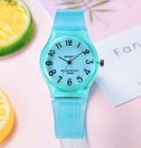 Stuff Certified® Transparente Candy Jelly Watch Damen - Wasserdichte Silikon-Quarz-Armbanduhr Lila