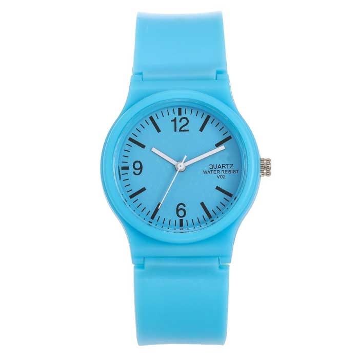 Candy Jelly Watch Damen - Wasserdichte Silikon-Quarz-Armbanduhr Aqua