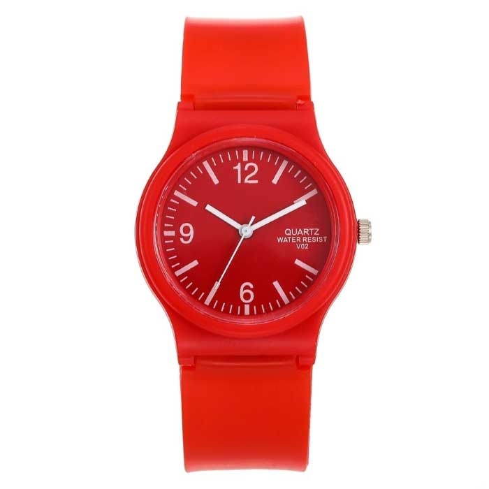 Candy Jelly Watch Women - Waterproof Silicone Quartz Wrist Watch Red