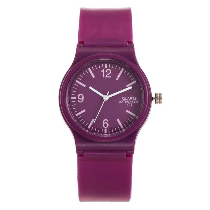 Candy Jelly Watch Mujer - Reloj de pulsera de cuarzo de silicona resistente al agua Morado