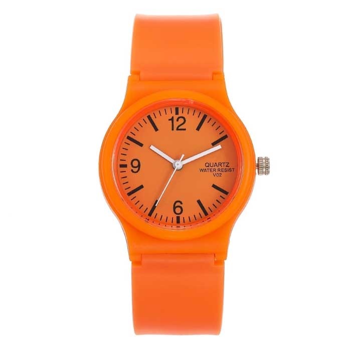 Candy Jelly Watch Damen - Wasserdichte Silikon-Quarz-Armbanduhr Orange